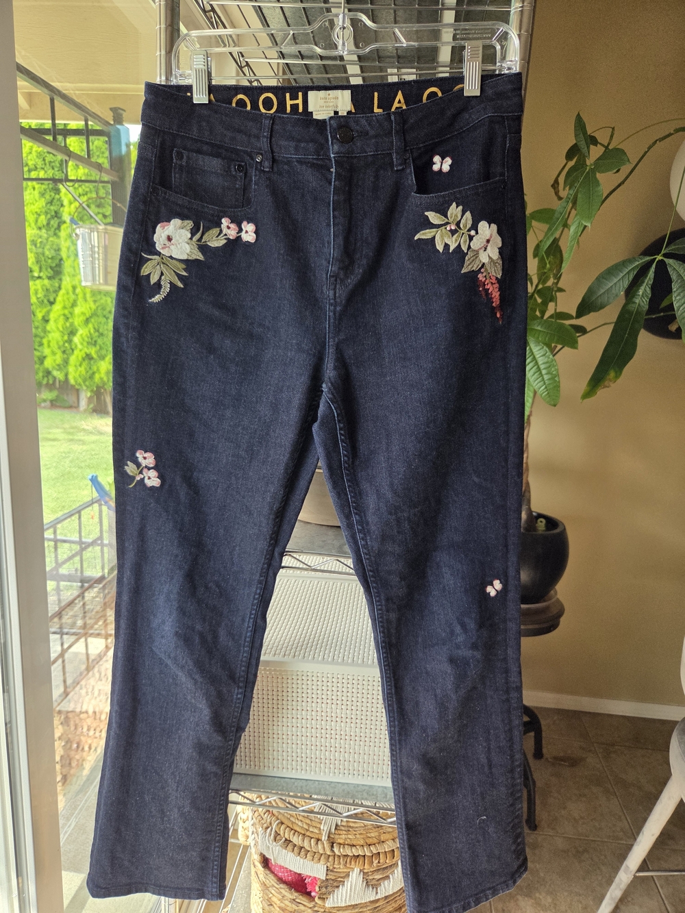 kate spade Dark Blue Embroidered Straight-Leg Jeans
